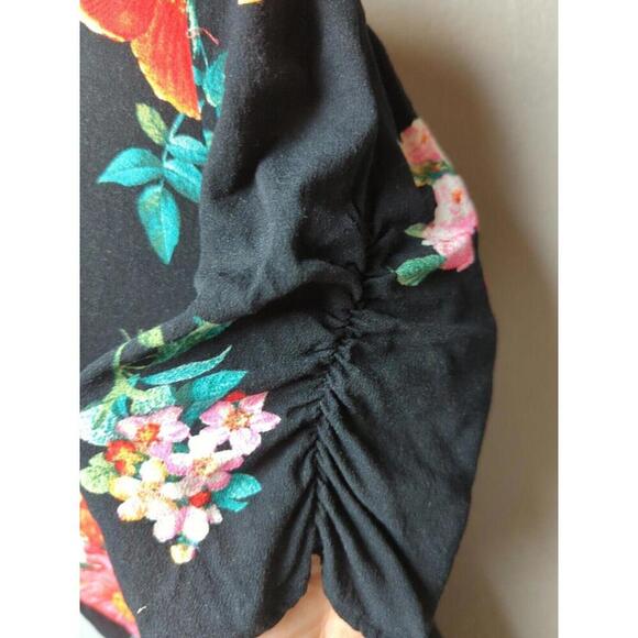 Old Navy Black Floral Babydoll/ Empire Dress M Asymmetrical Maxi Fairy Goth Ruch - Picture 3 of 9